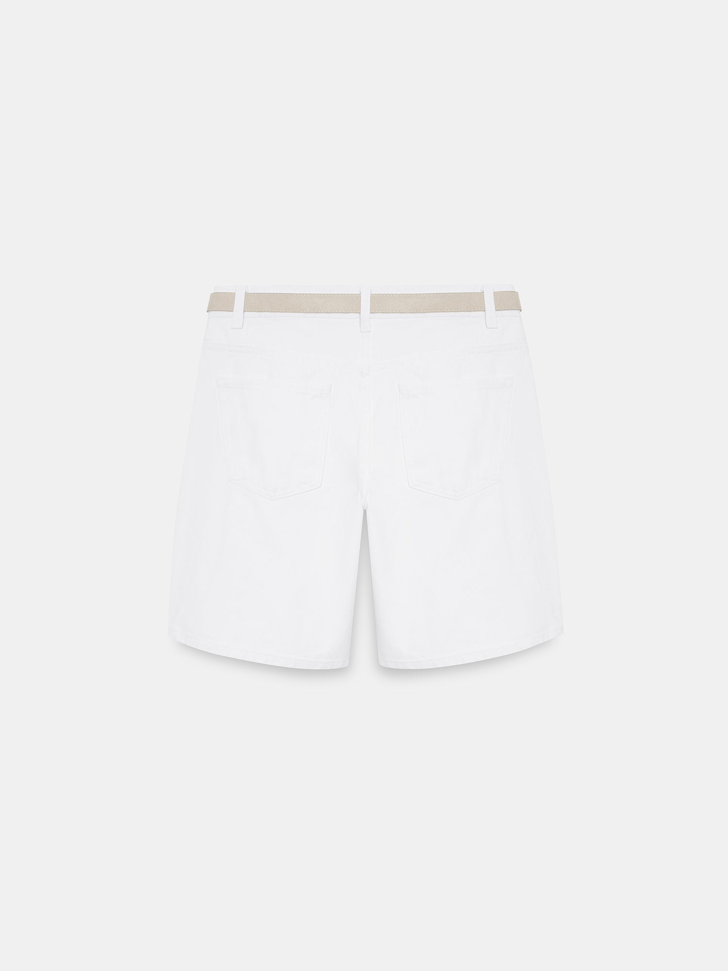 Denimshorts med Skärp – Vit
