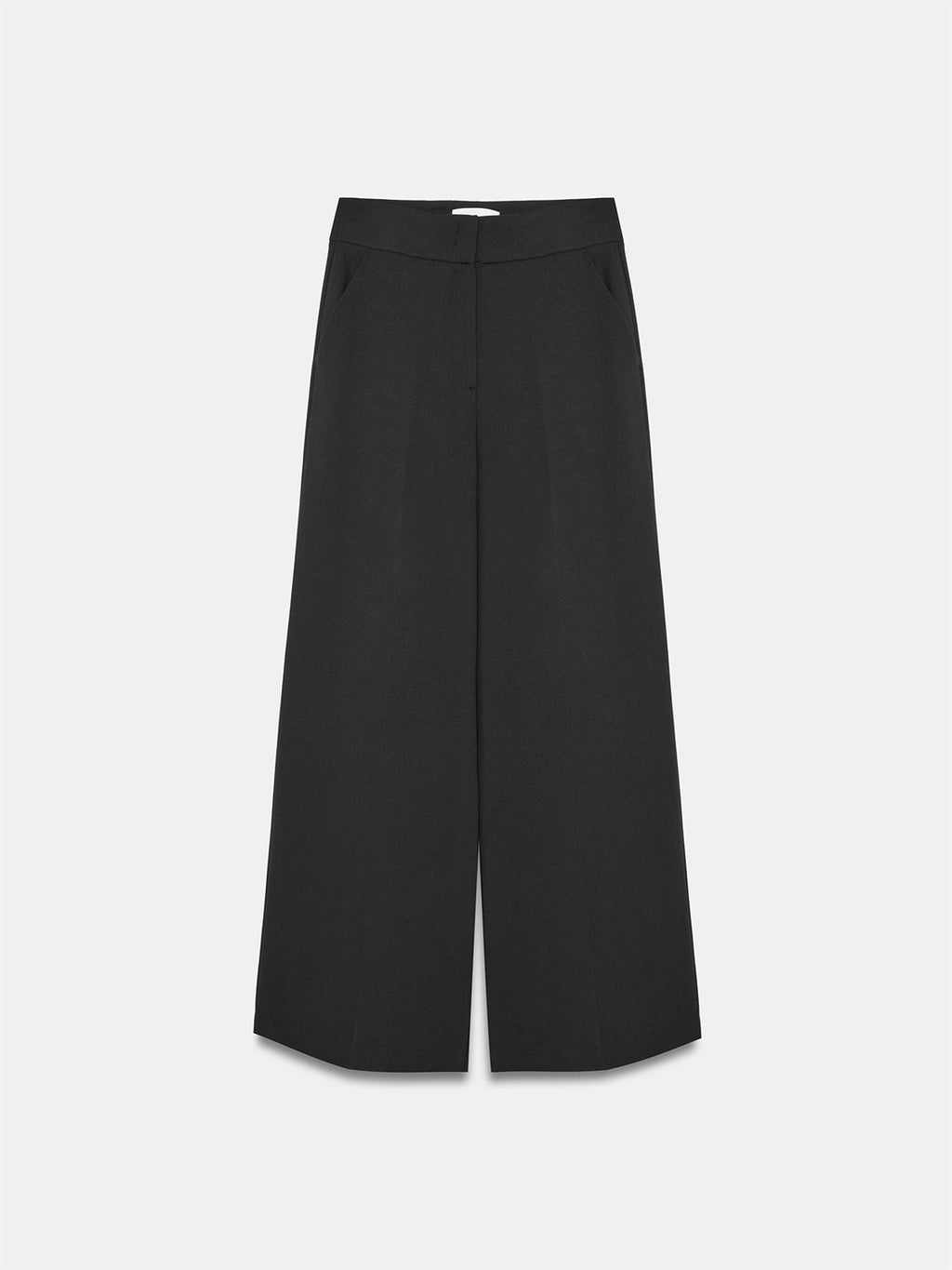 Högmidjade wide leg-byxor - Svart