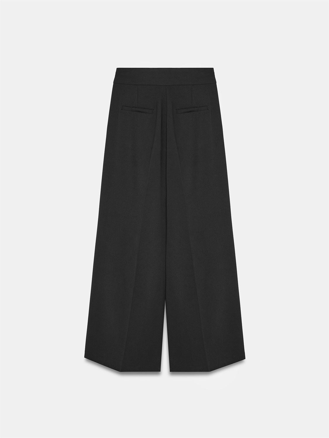 Högmidjade wide leg-byxor - Svart