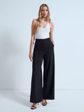 Högmidjade wide leg-byxor - Svart