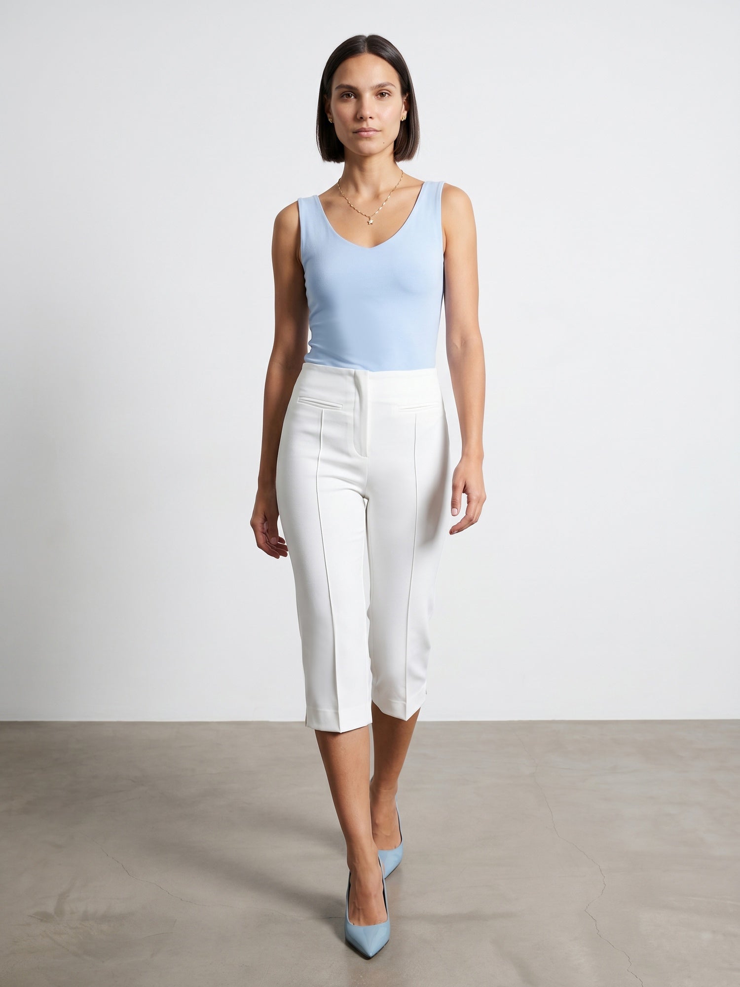 Capribyxor med Slits – Vit