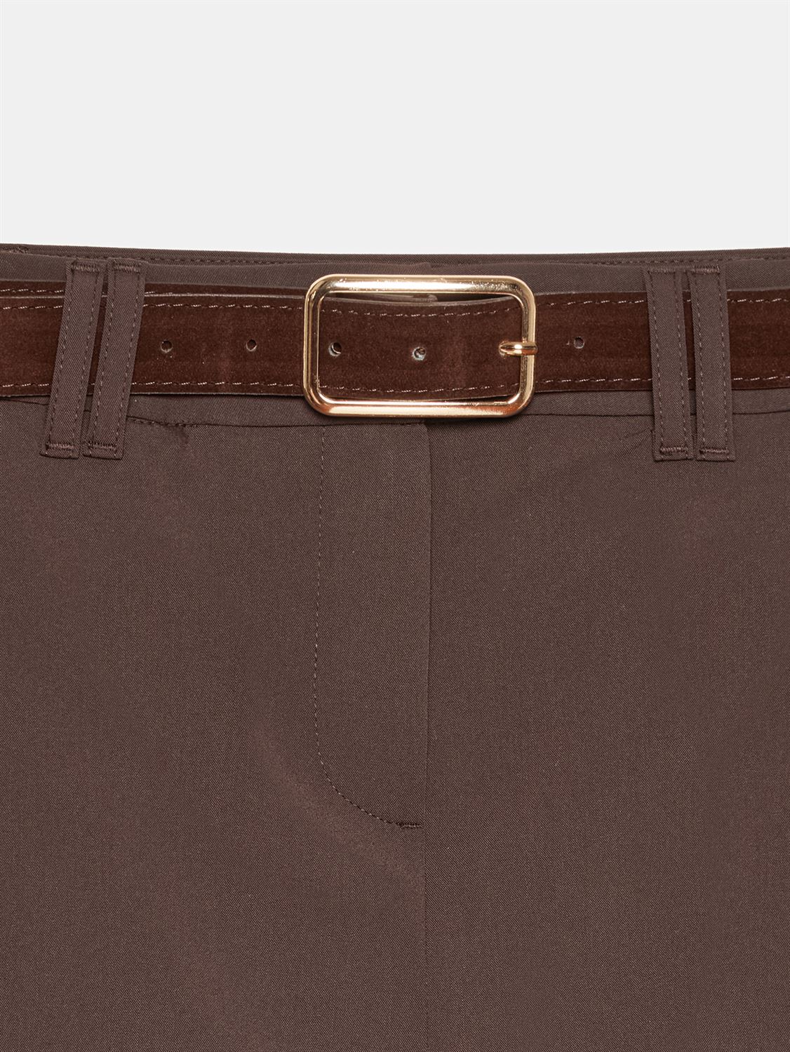 Bältad mini skort - Brun
