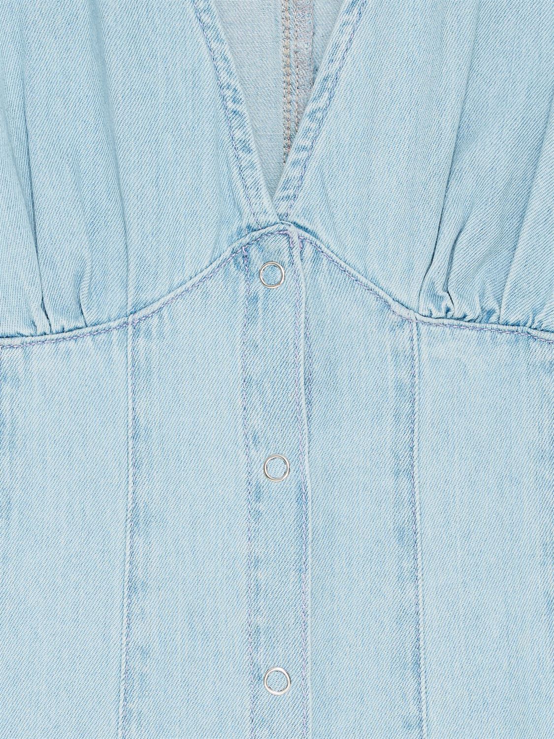 Denim klänning med tryckknappar - Blå