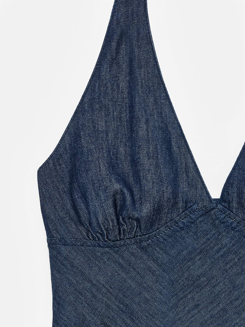 Klänning Med Knytning I Nacken, Denimlook - Marinblå